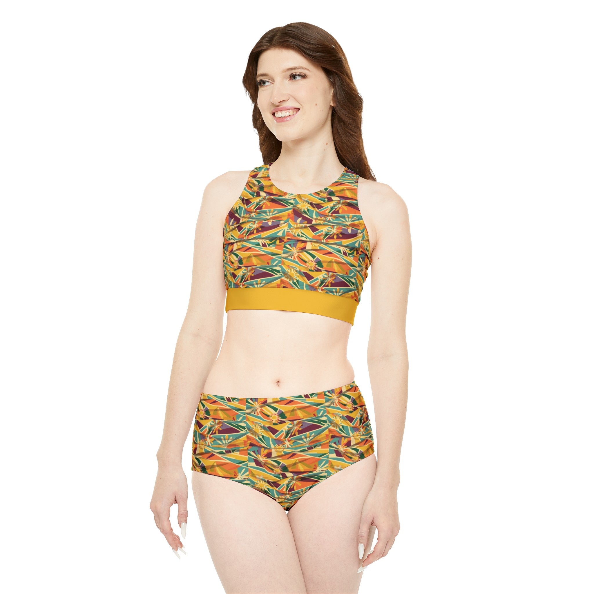 Southwest Yellow Sporty Bikini Set (AOP)