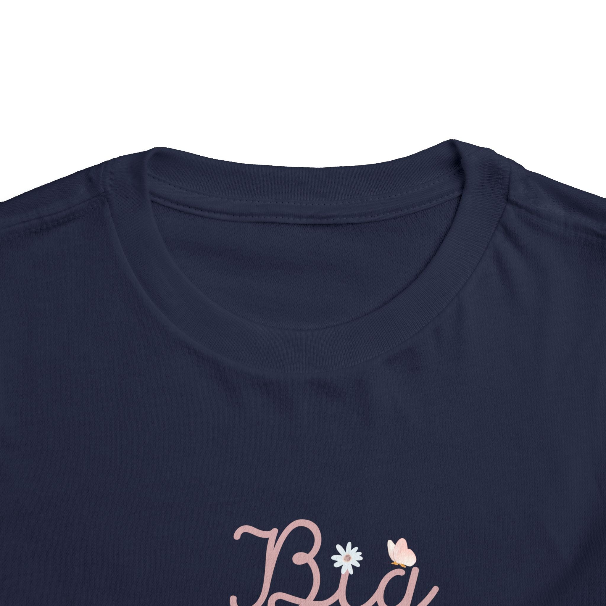 Pink Cursive Daisy Big Sister Toddler Tee