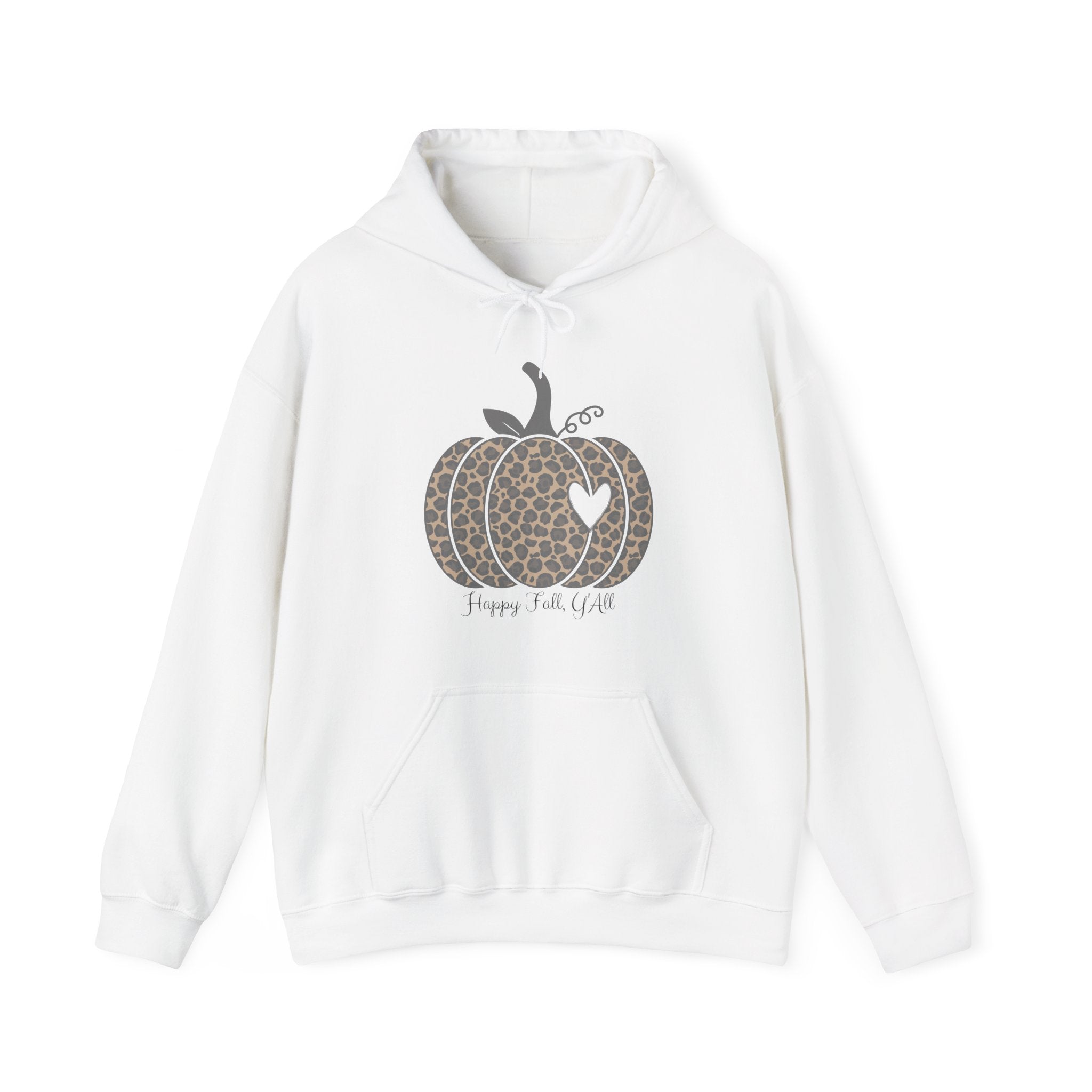 Women's Happy Fall Y'all Women's White Leopard Pumpkin Sweatshirt Hoodie