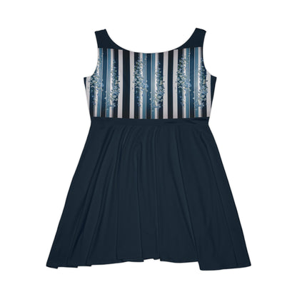 Forget-Me-Not  Navy Women's Skater Dress (AOP)