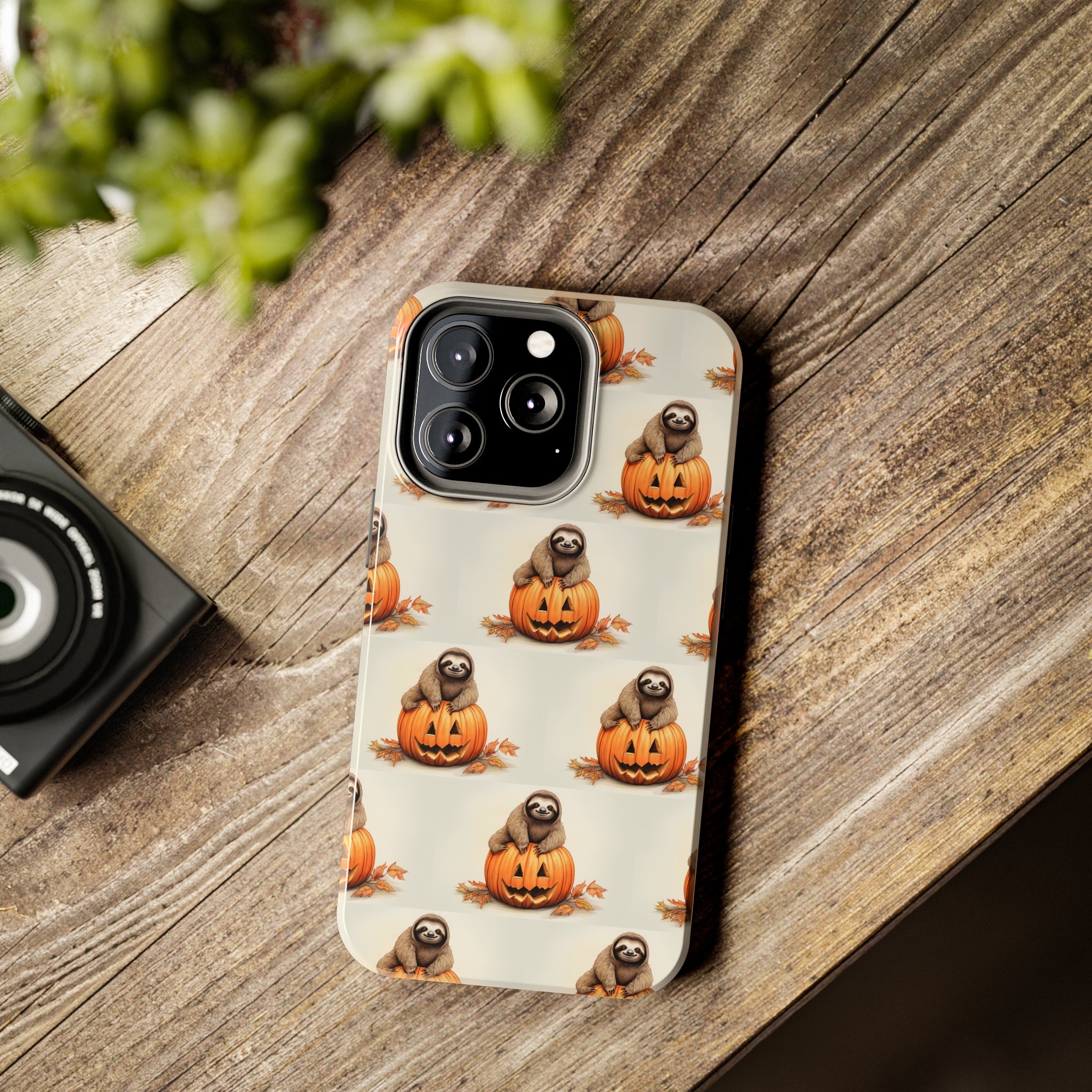 Happy Halloween Sloth on Pumpkin - Tough iPhone Cases -21 Sizes