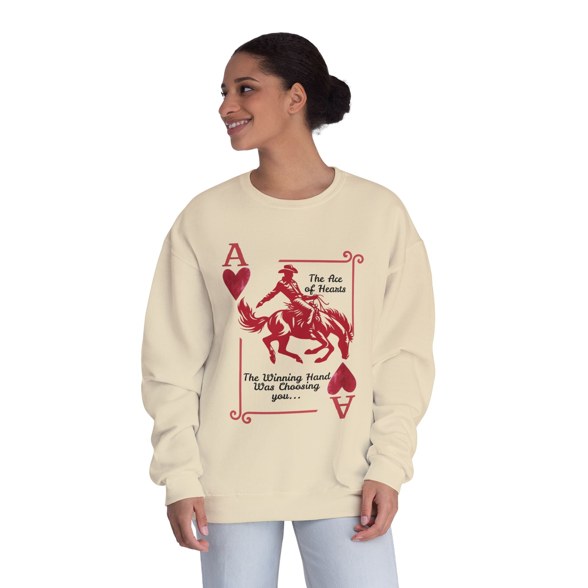 Ace of Hearts Western Crewneck Sweatshirt — S-3XL