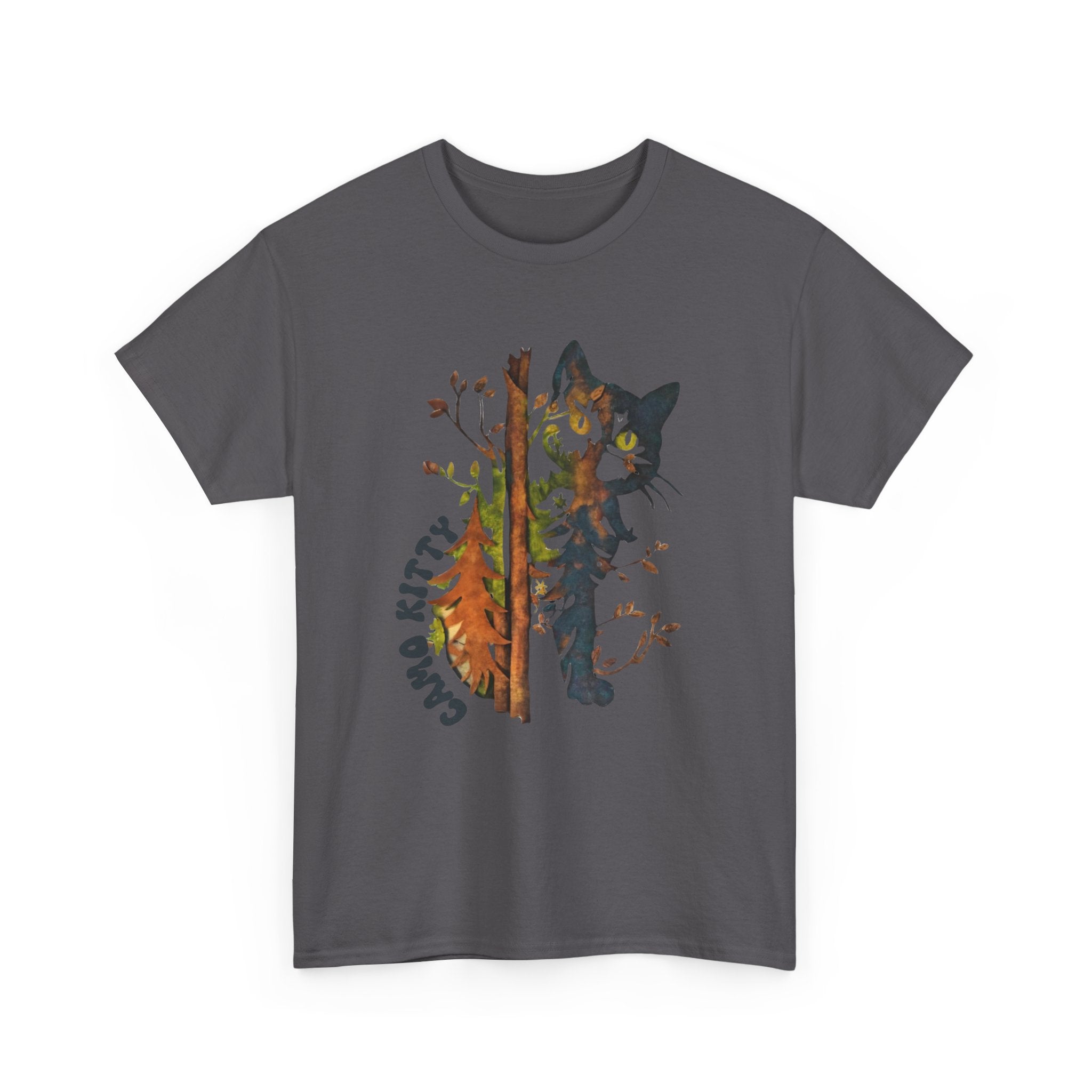 Camo Shy Kitty - Unisex Heavy Cotton Tee