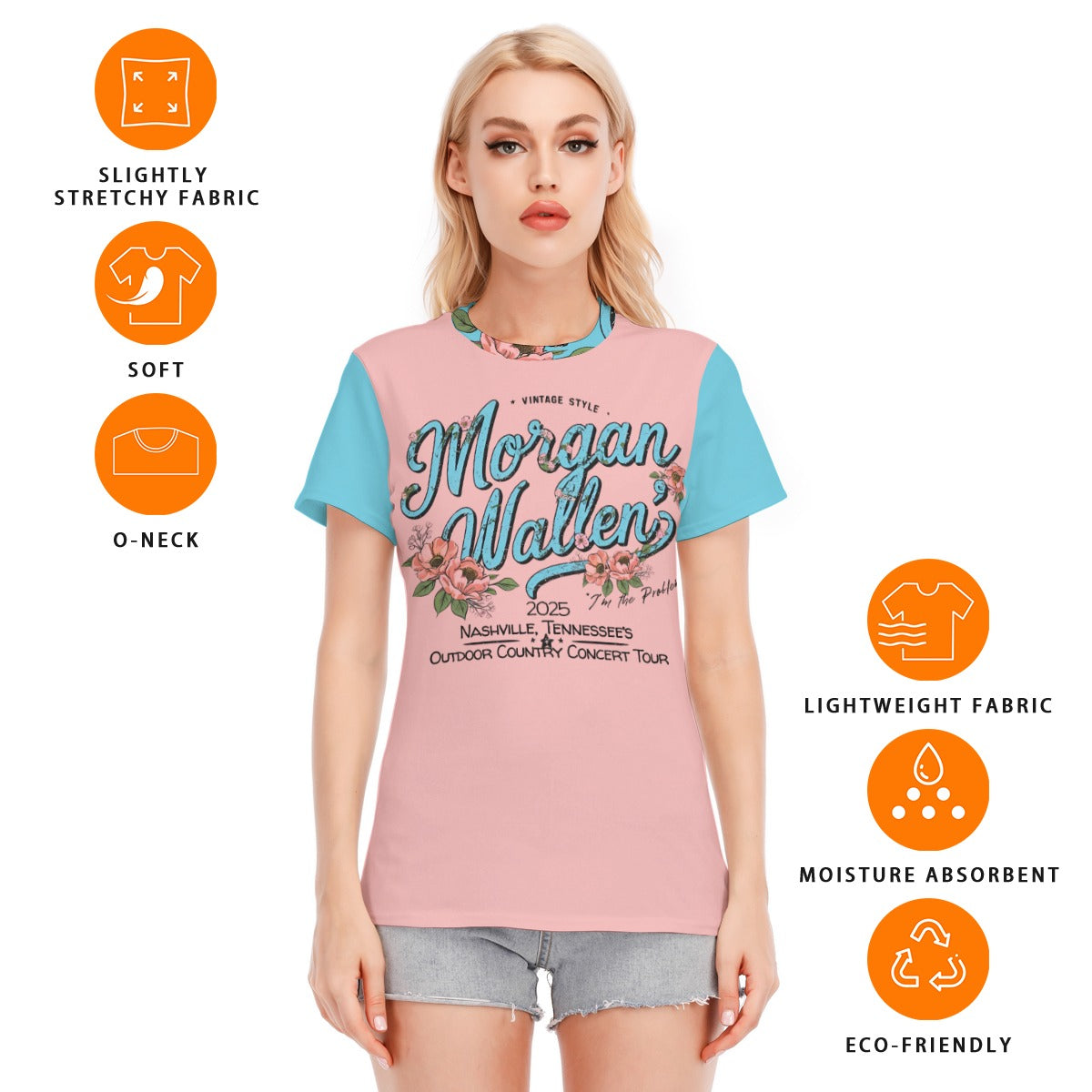 Morgan Wallen Women's Round Neck T-Shirt | 190GSM Cotton