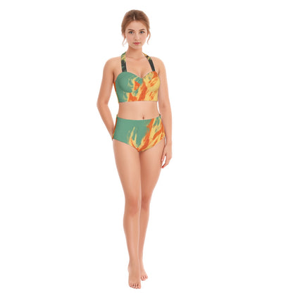 Flaming Hot Women's Swimsuit Set With Halter