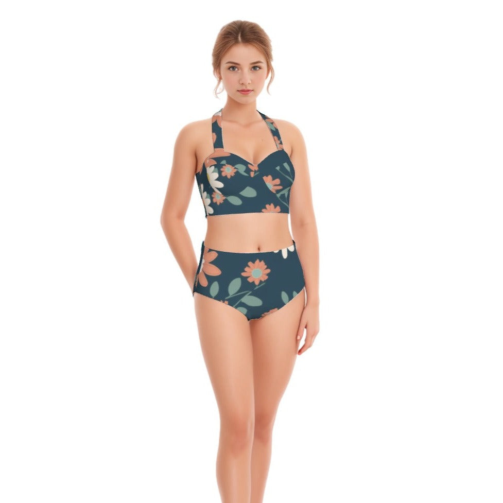 Teals Women's Swimsuit Set With Halter AOP