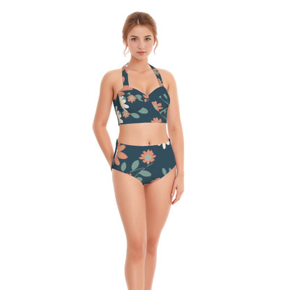 Teals Women's Swimsuit Set With Halter AOP