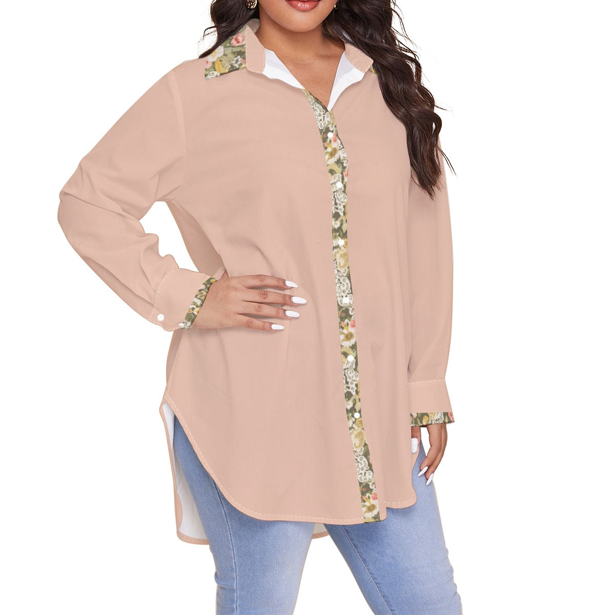 Blush Women's Shirt  (Plus Size) AOP