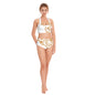 Gold Embellished White Women's Swimsuit Set With Halter