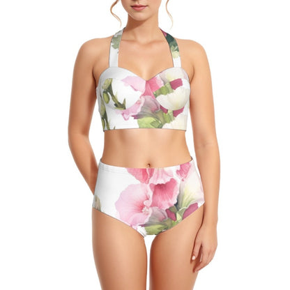 Morning Glory Women's Swimsuit Set With Halter