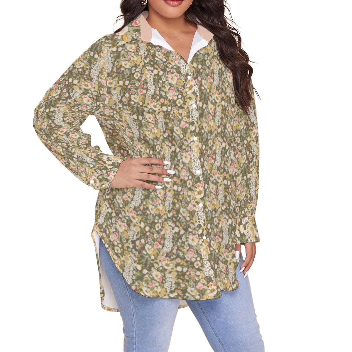 Blush & Bloom Women's Shirt (Plus Size) AOP