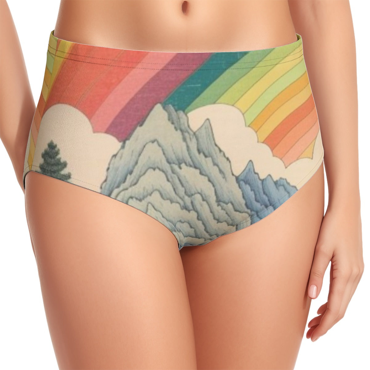 Mountain Rainbow Women's Swimsuit Set With Halter