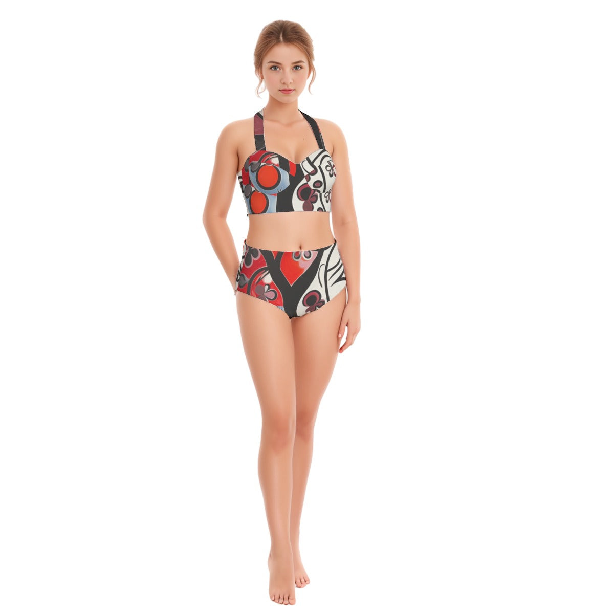 Hearts Play Women's Swimsuit Set With Halter