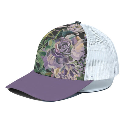 Purple Peony Trucker Hat With White Half-mesh