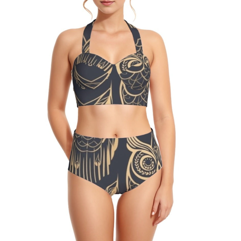 Hoot Owl Women's Swimsuit Set With Halter