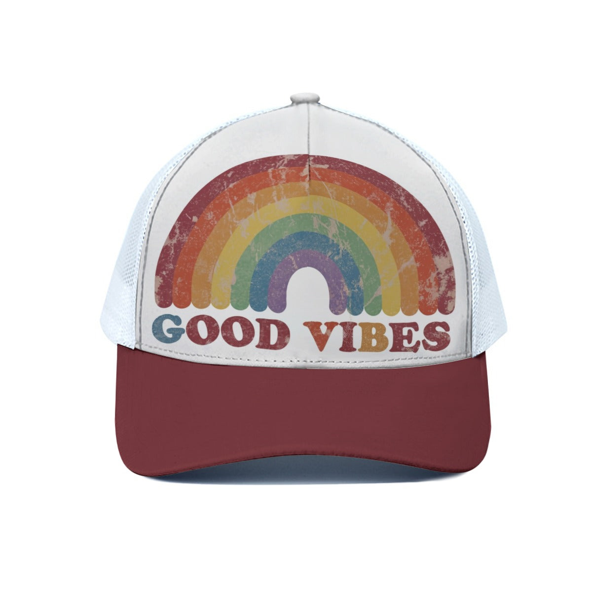 Good Vibes Trucker Hat With White Half-mesh