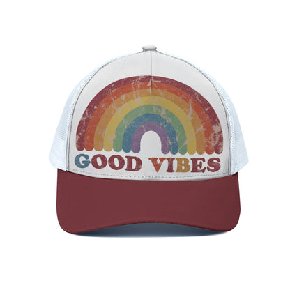 Good Vibes Trucker Hat With White Half-mesh