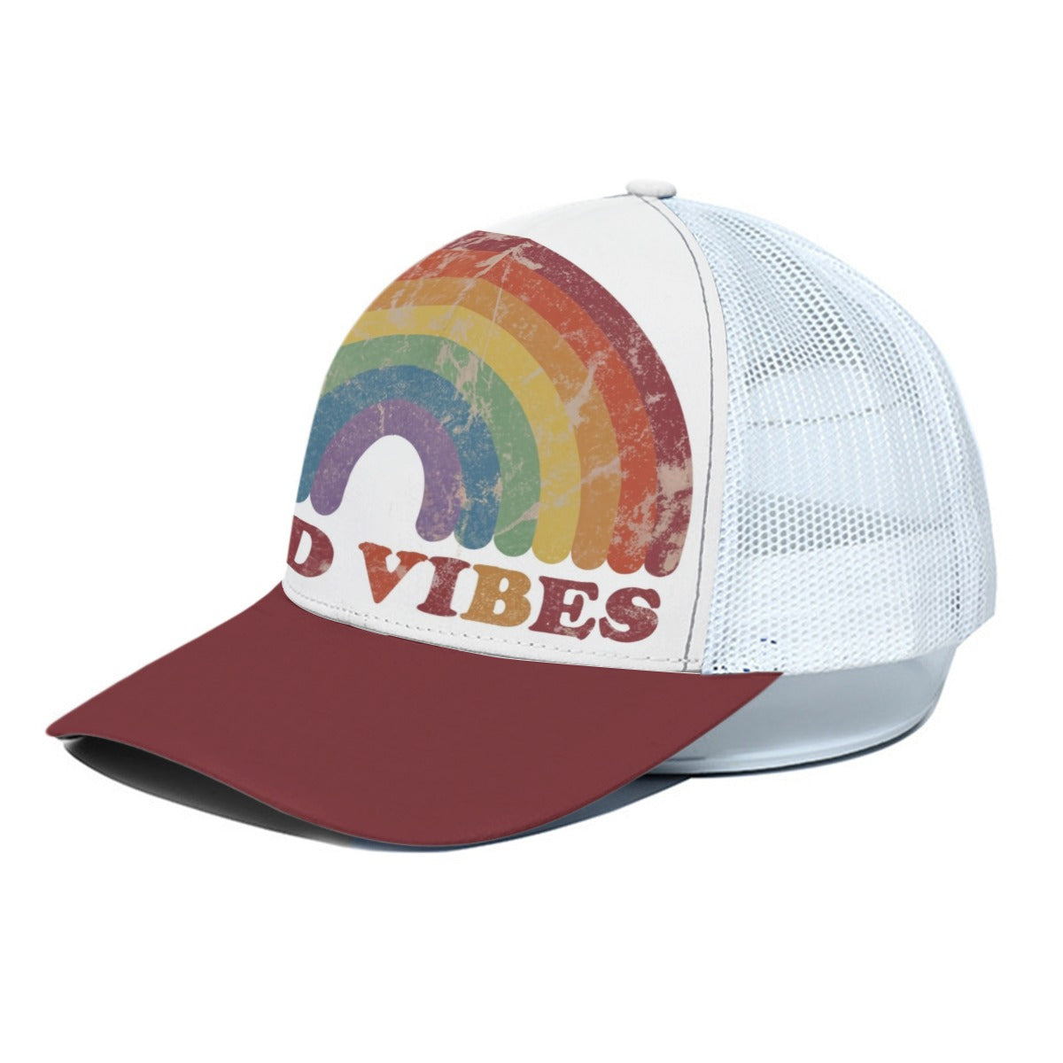 Good Vibes Trucker Hat With White Half-mesh