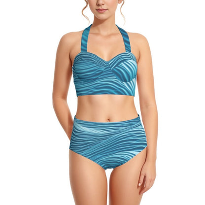 Currents Women's Swimsuit Set With Halter AOP