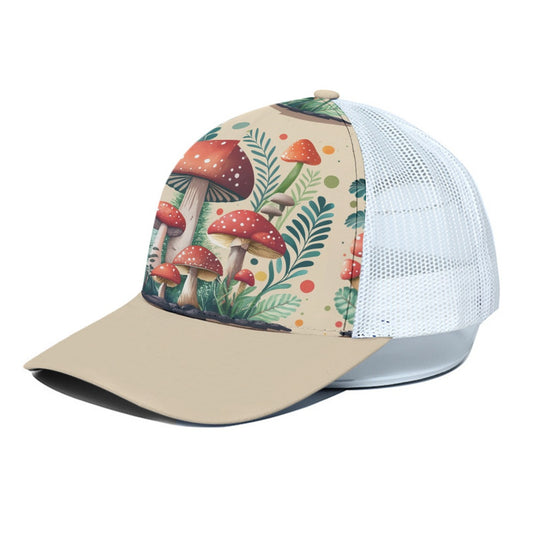 Mad About Mushrooms Trucker Hat With White Half-mesh