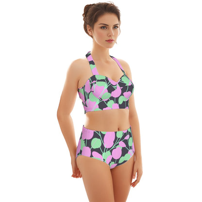 Plum Tree Women's Swimsuit Set With Halter