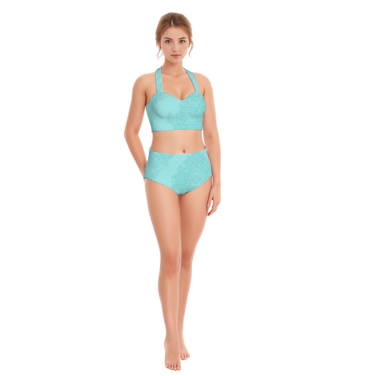 Seafoam  Women's Swimsuit Set With Halter