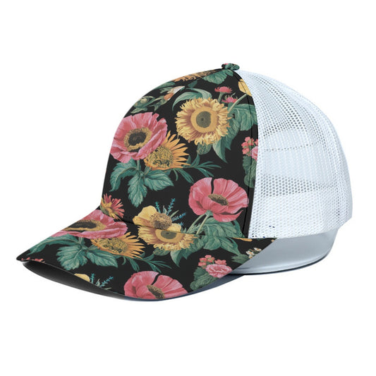 Summer Sun Trucker Hat With White Half-mesh