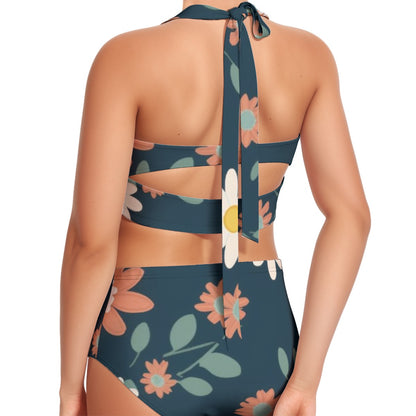 Teals Women's Swimsuit Set With Halter AOP