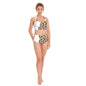 White Leopard Women's Swimsuit Set With Halter