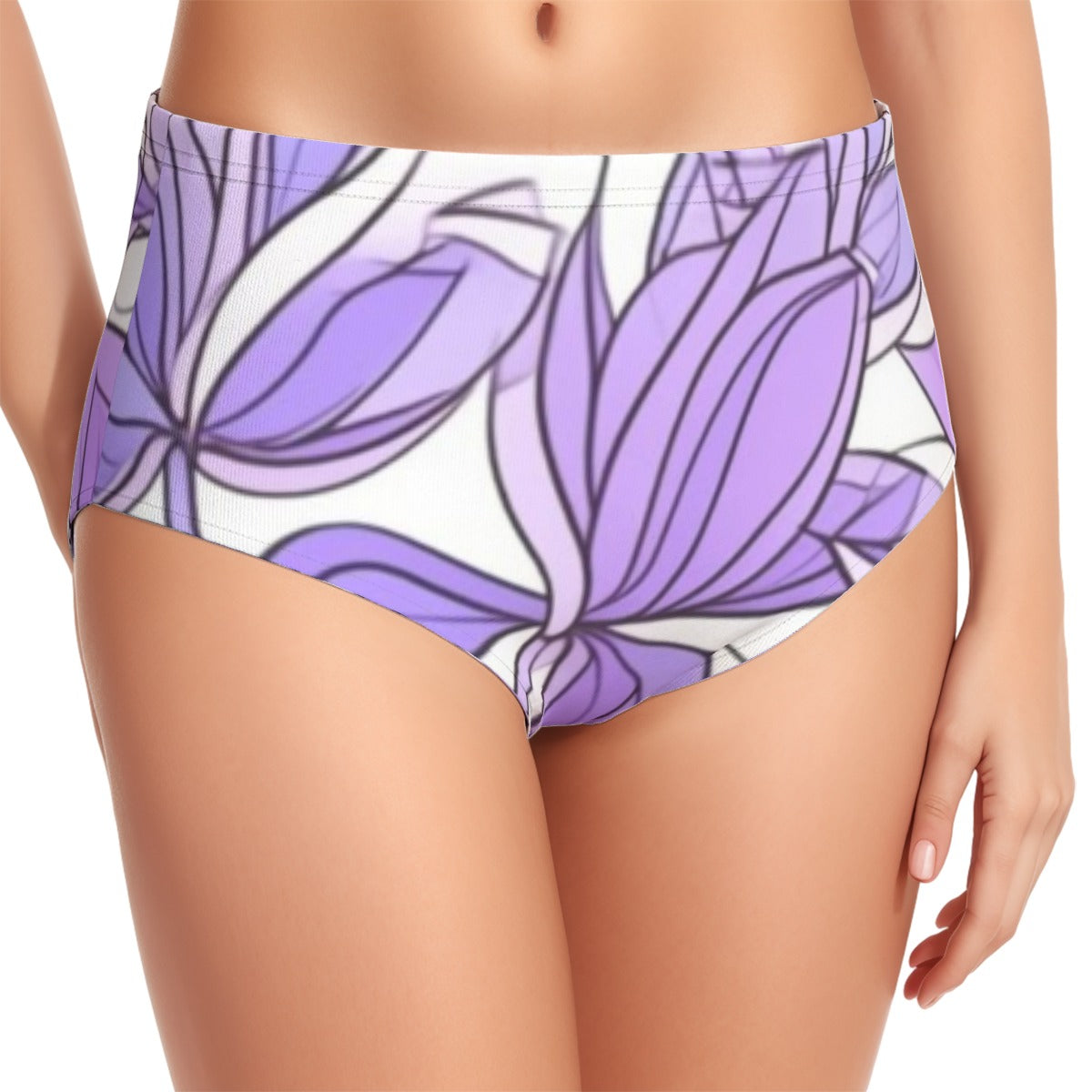 Lavender Leaf Women's Swimsuit Set With Halter