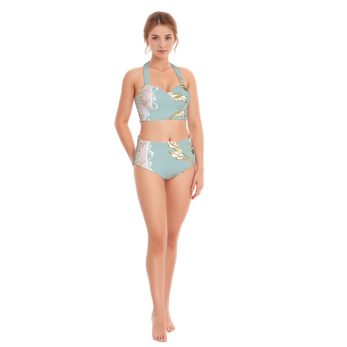 Fleur Du Lis Trellis - AOP Women's Swimsuit Set With Halter