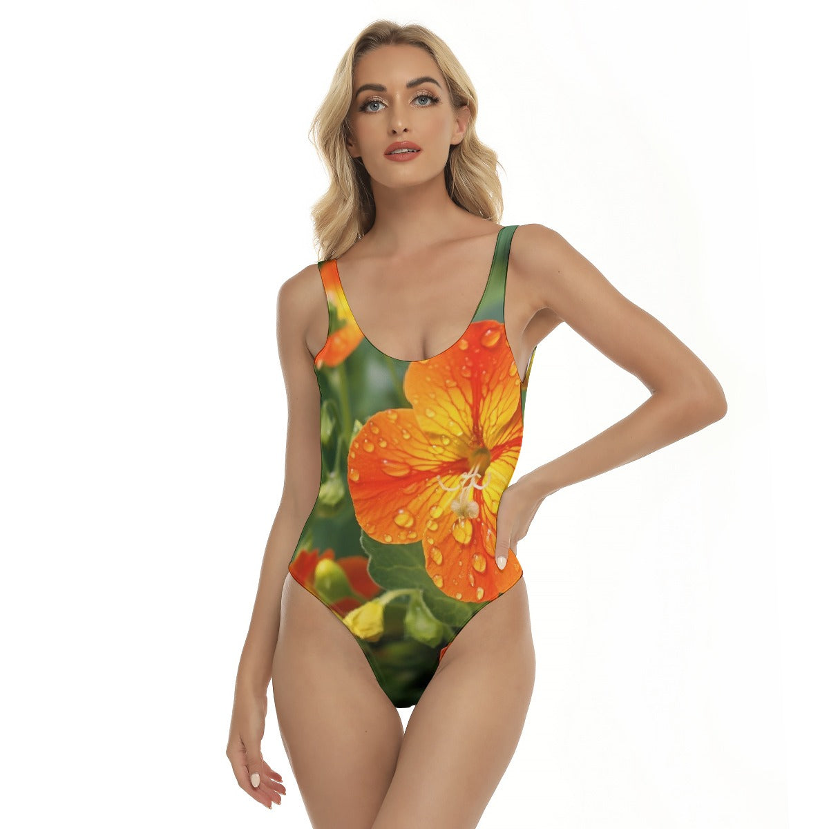 Orange Flora Women's One-piece Swimsuit