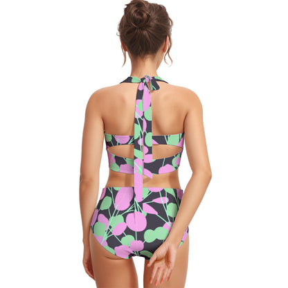 Plum Tree Women's Swimsuit Set With Halter