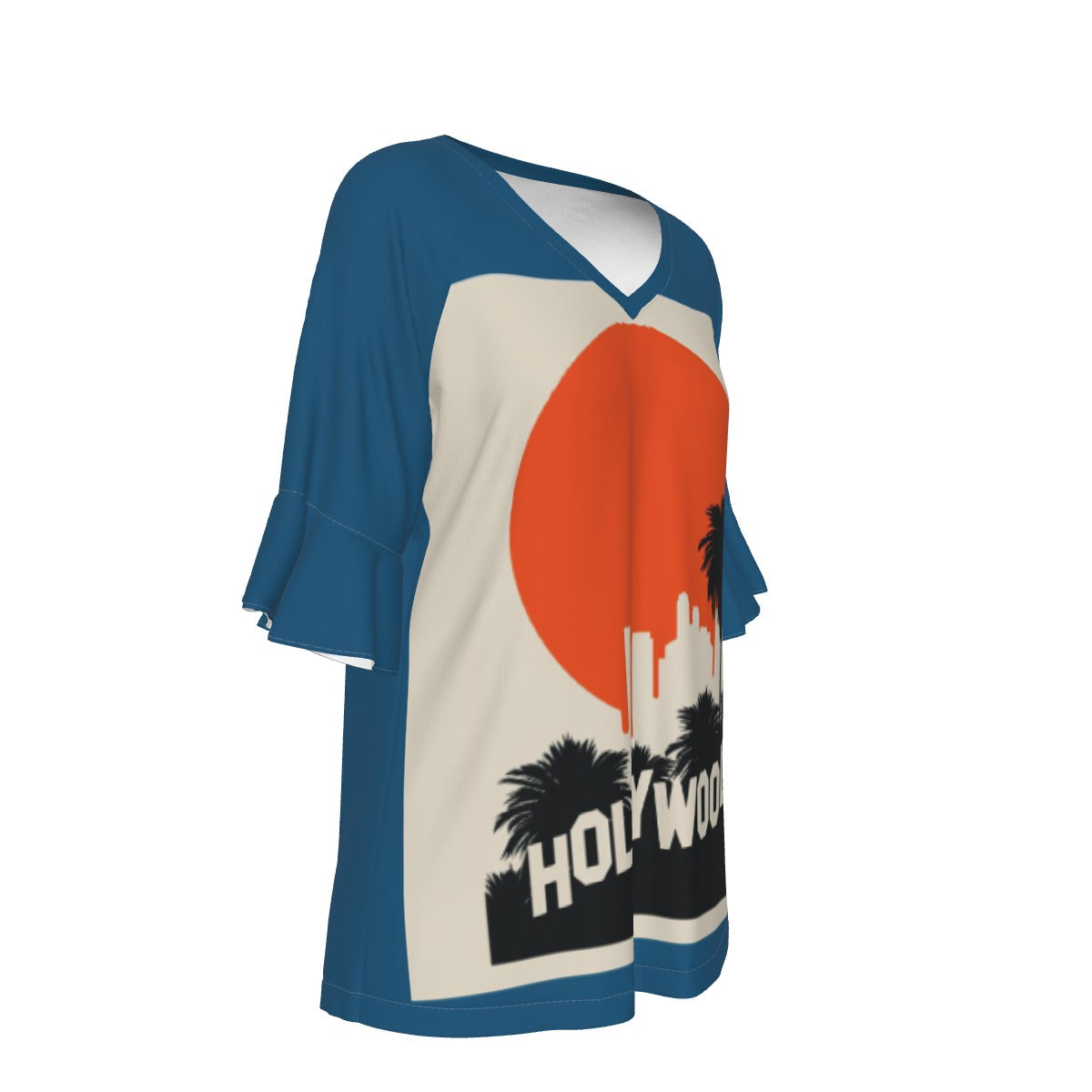 Vintage Hollywood - V-neck Women's T-shirt With Bell Sleeve - Spruced Roost