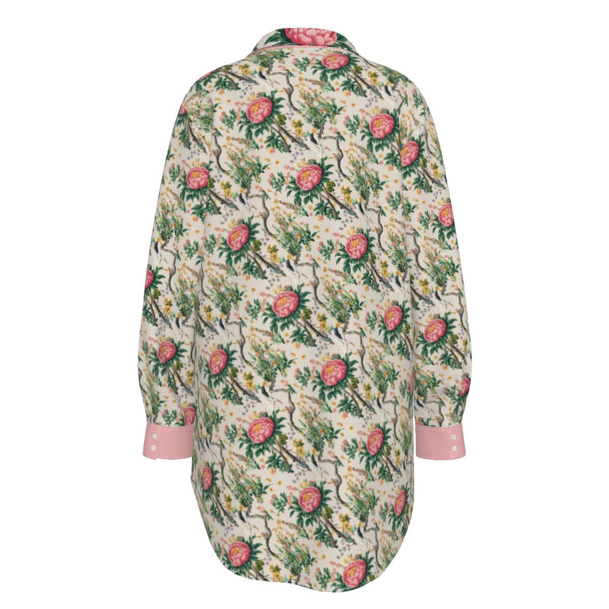 Pink Peony Women's Shirt With Long Sleeve(Plus Size)
