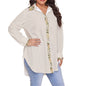 Ecru Bloomed Women's Shirt (Plus Size) AOP