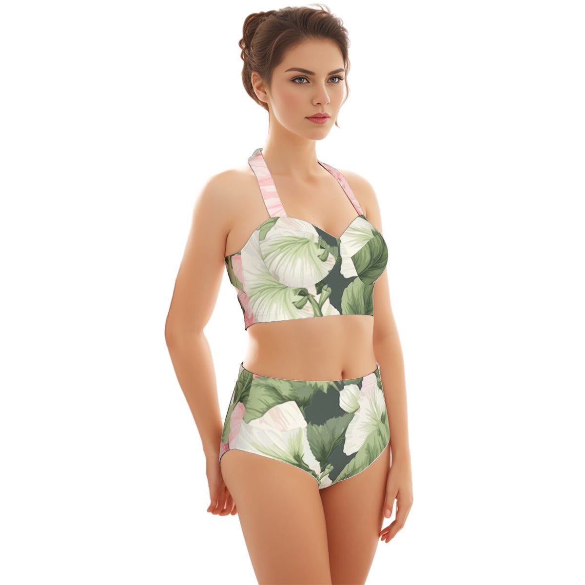 Blush & Bloom Women's Swimsuit Set With Halter