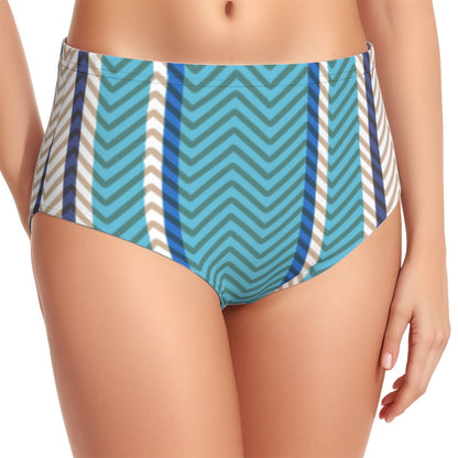 Chevron Blue Women's Swimsuit Set With Halter