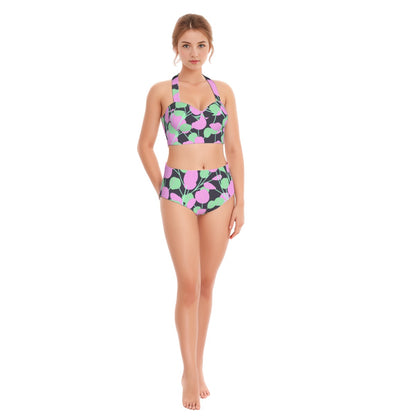 Plum Tree Women's Swimsuit Set With Halter