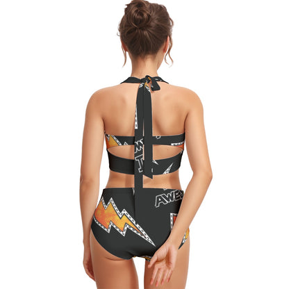 Lightening Lady Women's Swimsuit Set With Halter