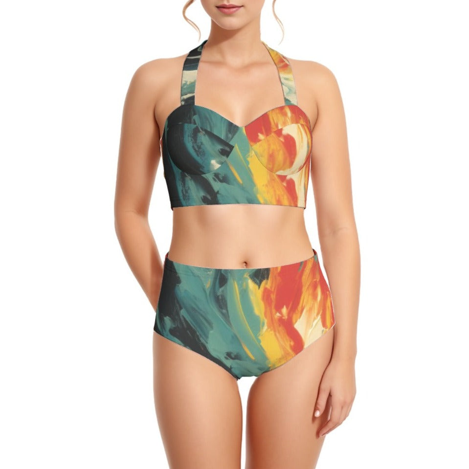 Fire & Ice Women's Swimsuit Set With Halter