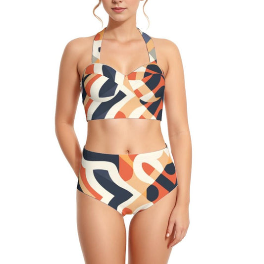 Adobe Camoflauge - AOP Women's Swimsuit Set With Halter