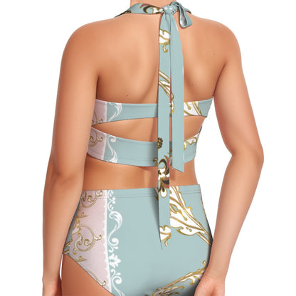 Fleur Du Lis Trellis - AOP Women's Swimsuit Set With Halter