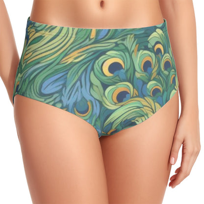 Peacock Plumes Women's Swimsuit Set With Halter