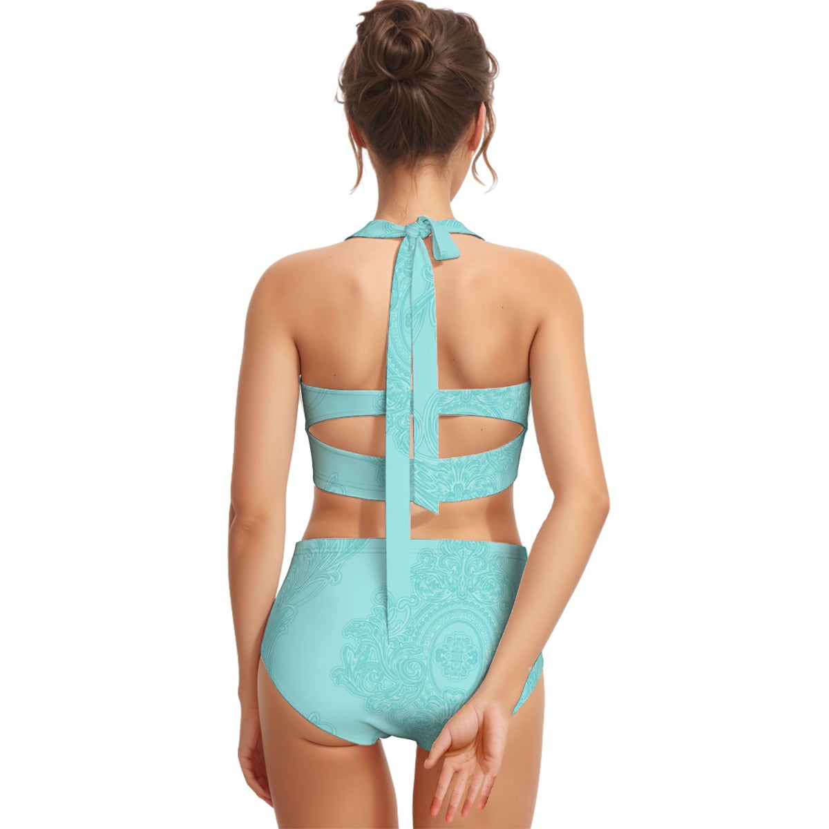 Seafoam  Women's Swimsuit Set With Halter