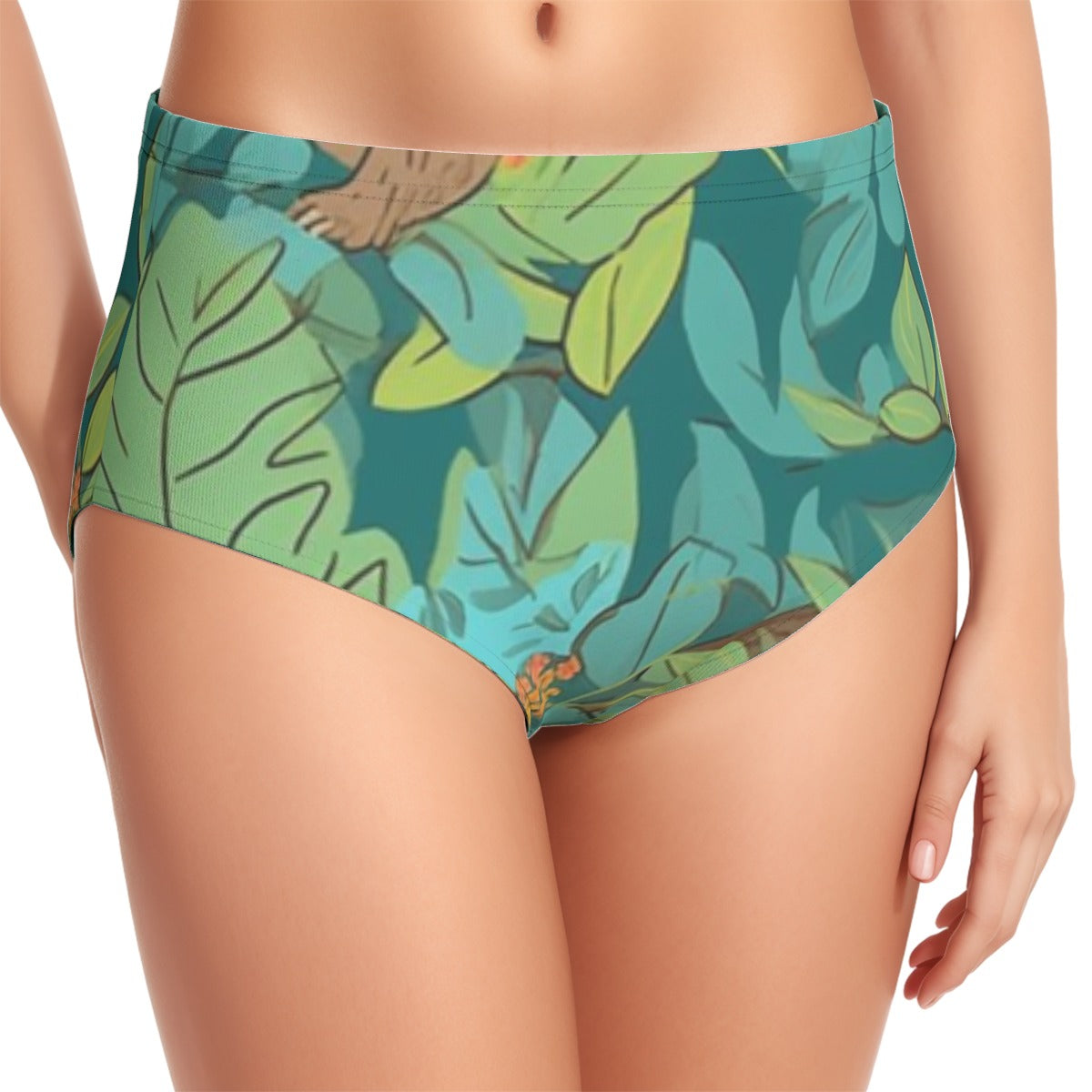 Forest Sloth Women's Swimsuit Set With Halter