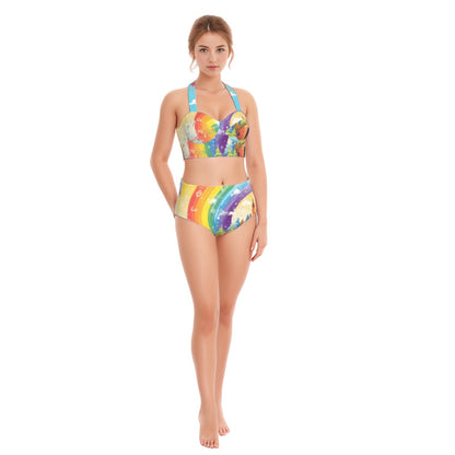 The Colors Rainbow Women's Swimsuit Set With Halter