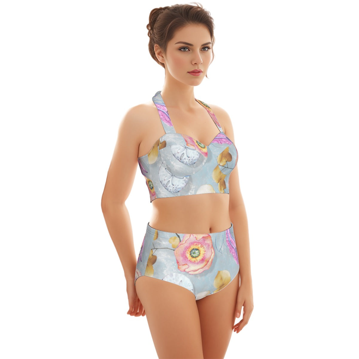 Pink Poppy Women's Swimsuit Set With Halter