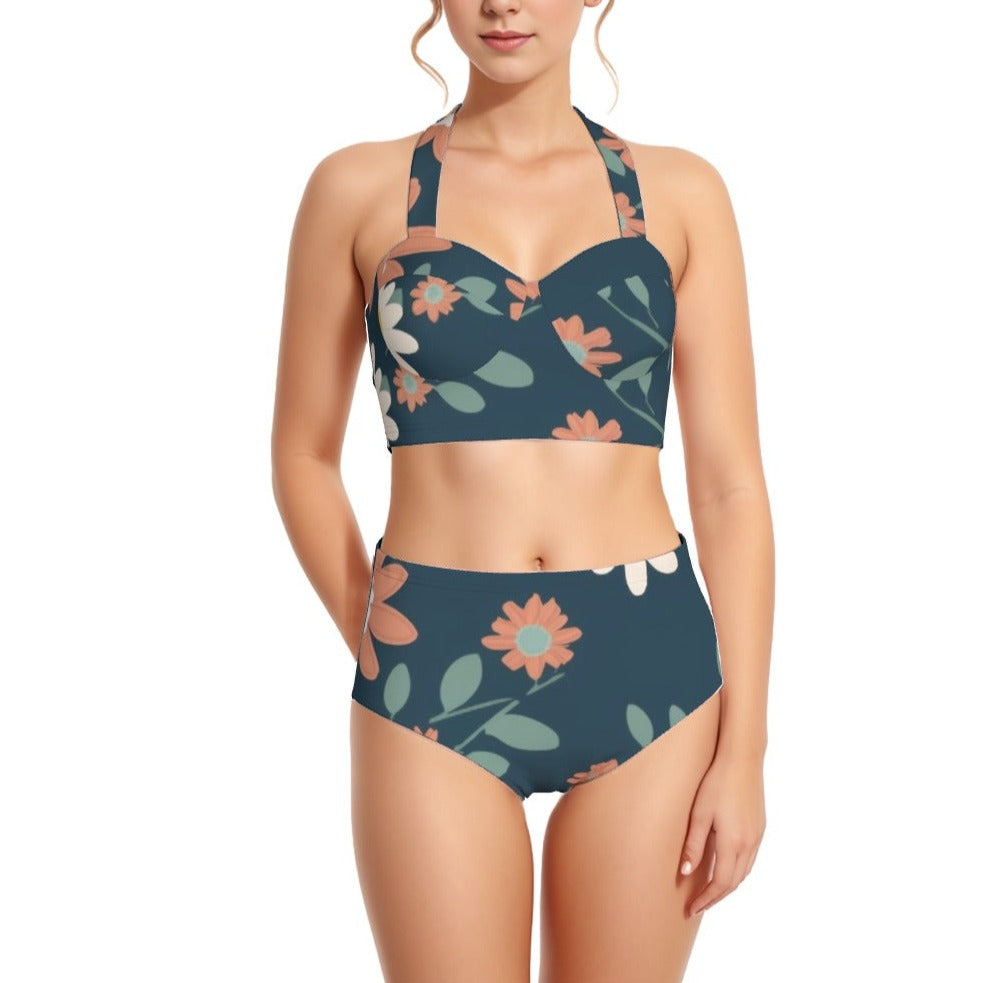 Teals Women's Swimsuit Set With Halter AOP