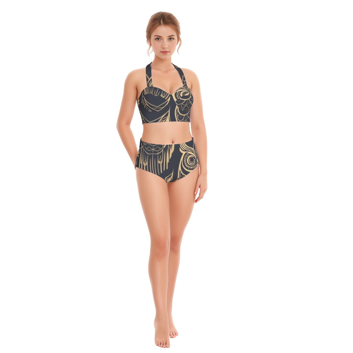 Hoot Owl Women's Swimsuit Set With Halter